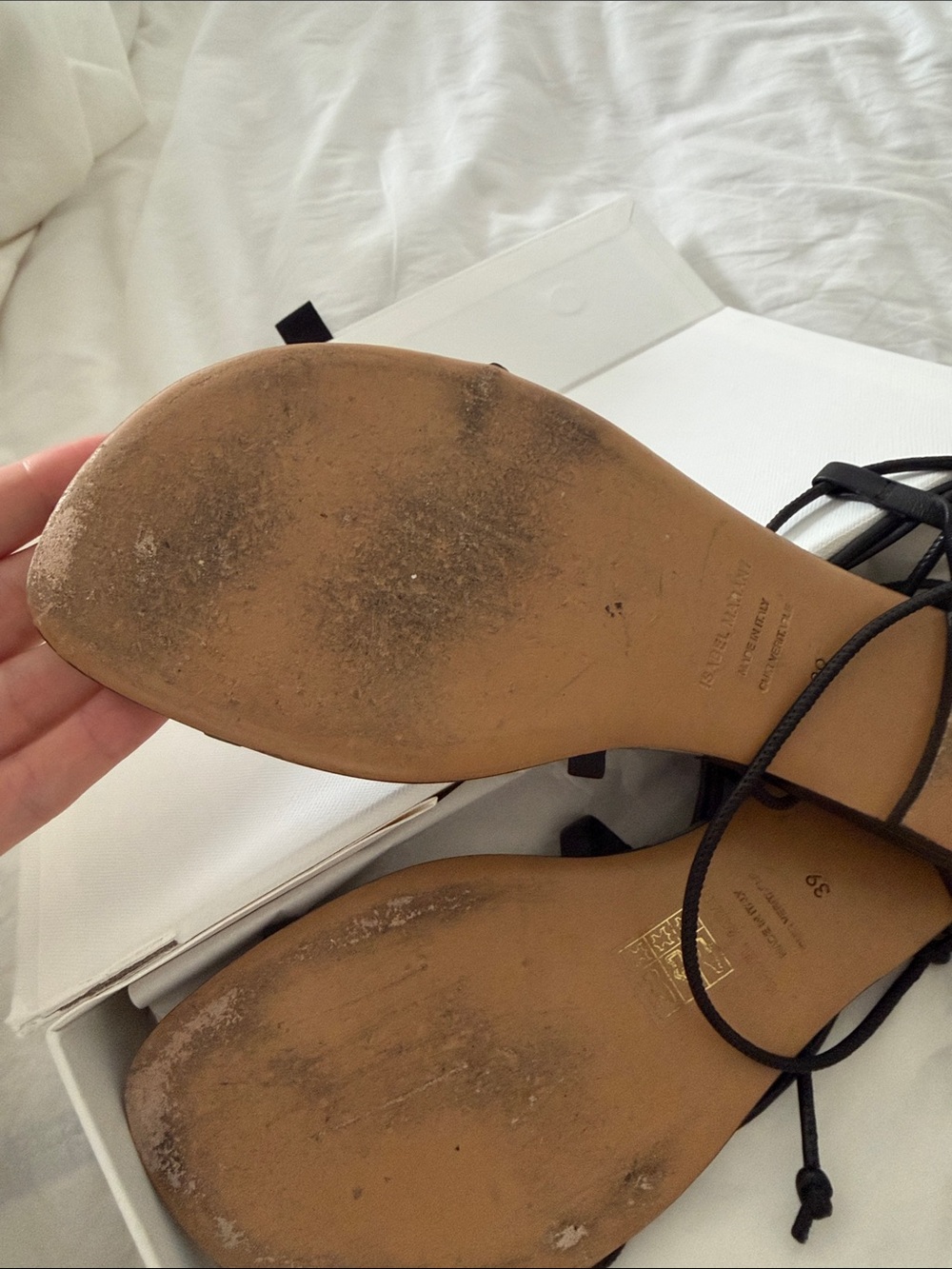 Isabel Marant Black Lace-Up Flat Toe-Loop Sandals - Picture 2 of 2